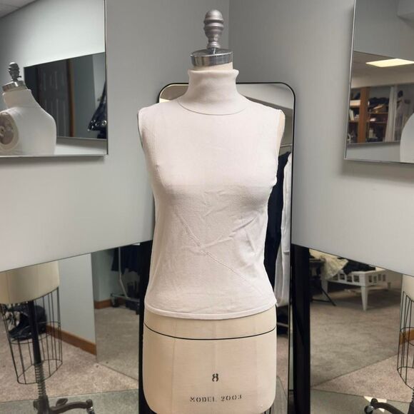 Nina Ricci Theyskens White Knit Turtleneck Tank